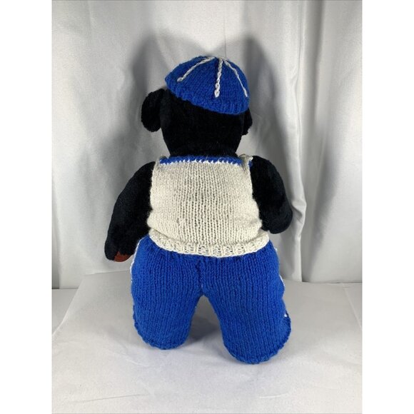 Plush bear Los Angeles Dodgers Knit Outfit. 18" Vintage 1980s handmade - Picture 2 of 11